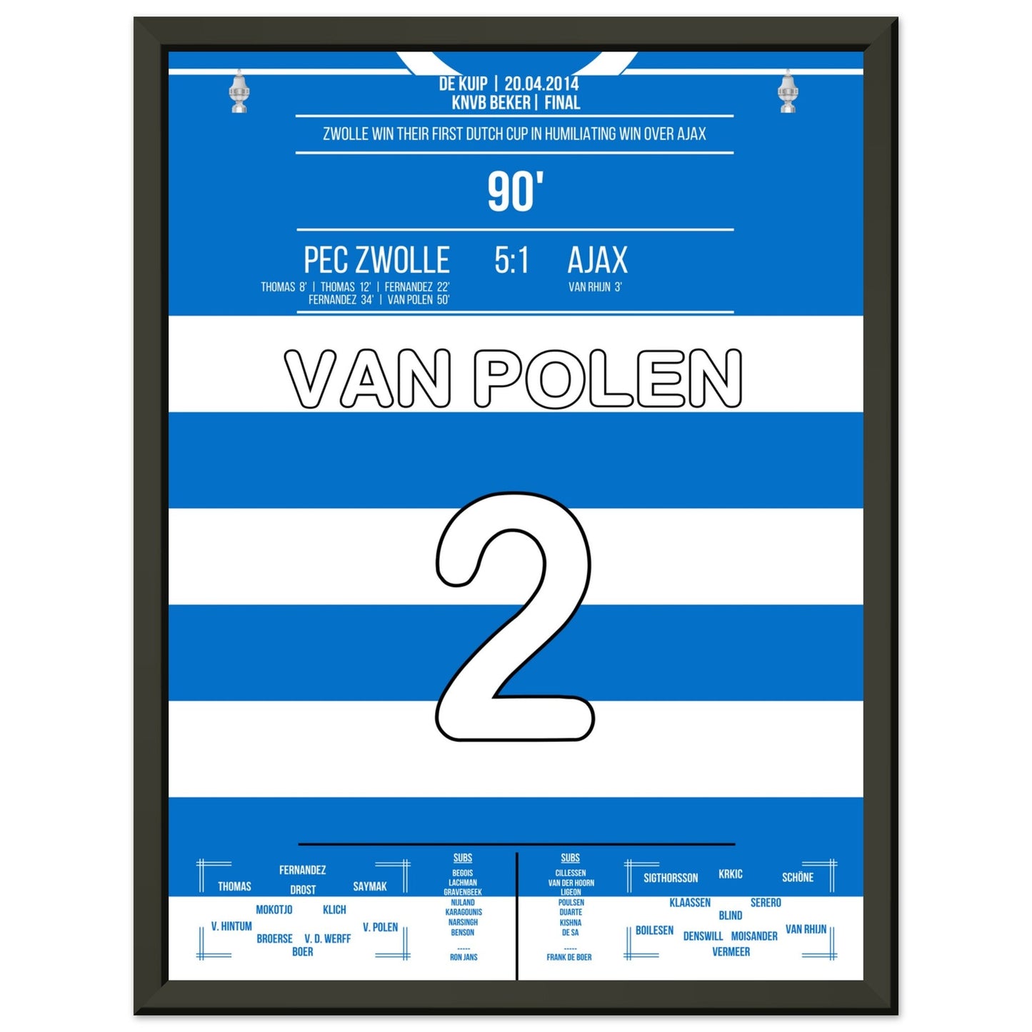 Kapitän Van Polen bei Zwolle's erstem Pokalsieg der Vereinsgeschichte 30x40-cm-12x16-Schwarzer-Aluminiumrahmen