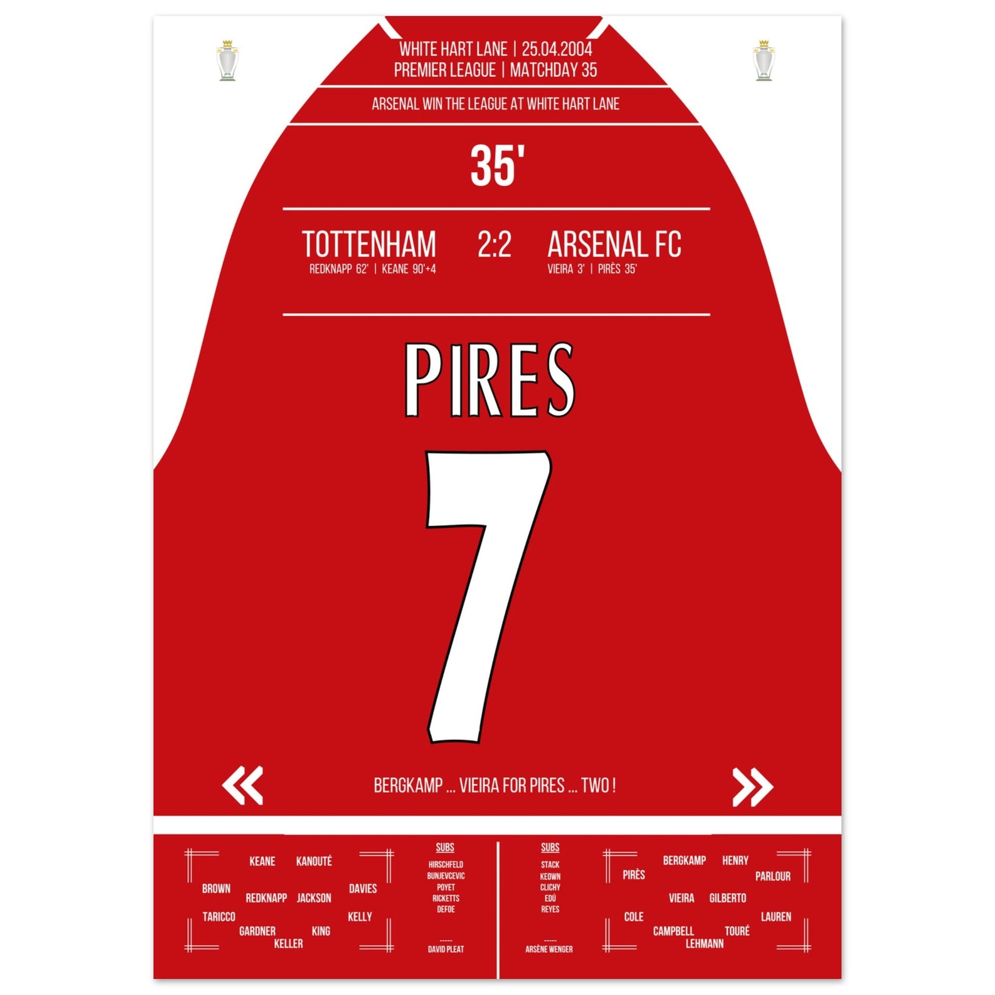 Pires' Tor beim Gewinn der Meisterschaft an der White Hart Lane 2004 50x70-cm-20x28-Ohne-Rahmen