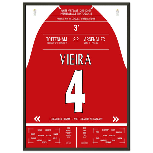 Vieira's Tor beim Gewinn der Meisterschaft an der White Hart Lane 2004 50x70-cm-20x28-Schwarzer-Aluminiumrahmen